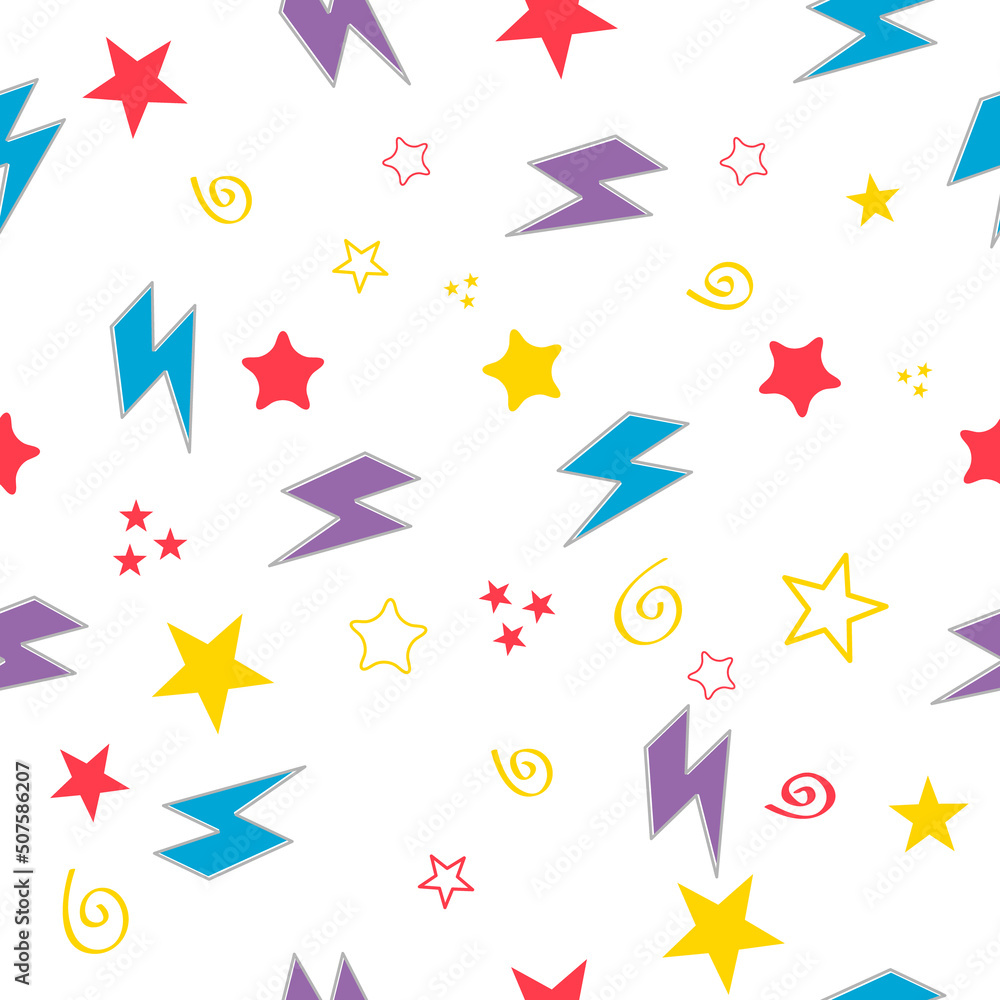 Flash graphic element seamless background, thunder modern cover pattern vector illustration