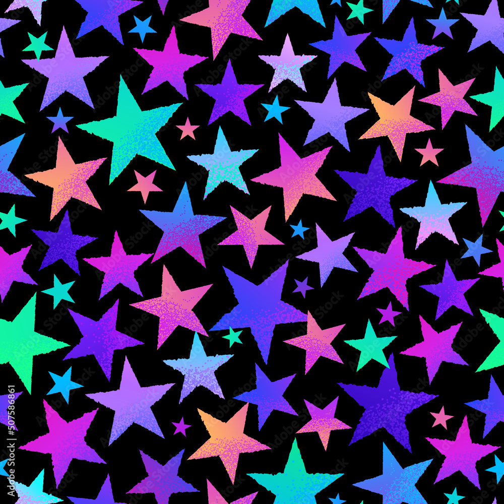 seamless illustration with bright stars on a black background seamless illustration with bright stars on a black background