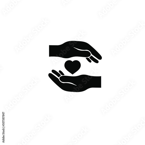 hand with hearth on white background