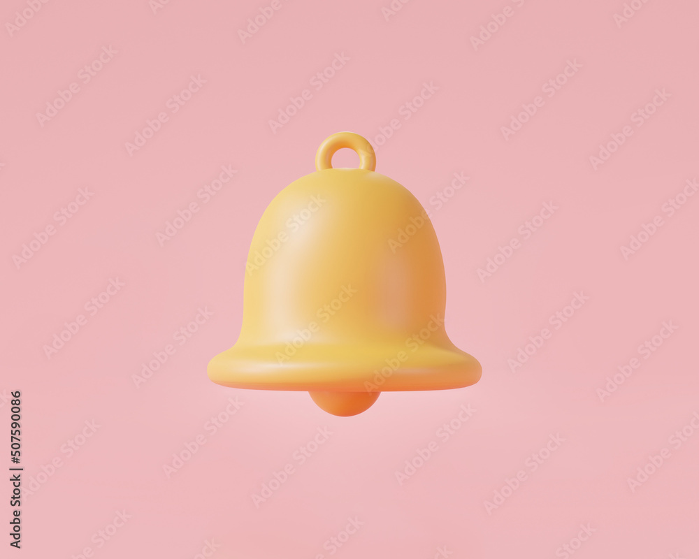 3d rendering illustration of notification bell icon isolated on pink background. Social Media element, new message, alert or alarm, reminder notification. new notification concept. cartoon minimal 3d rendering illustration of notification bell icon isolated on pink background. Social Media element, new message, alert or alarm, reminder notification. new notification concept. cartoon minimal