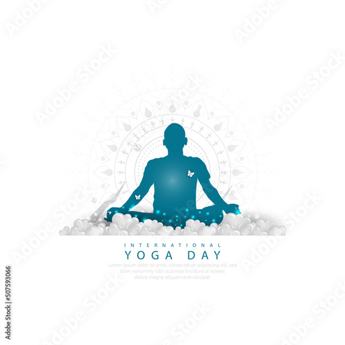 21 June- international yoga day, woman in yoga body posture. Vector