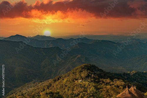 Sunrise over the mountains of the Sierra Nevada de Santa Marta on the way to Lost City photo