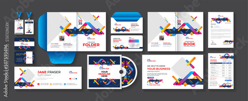 Corporate Abstract colorful modern Profesional business corporate identity stationery set