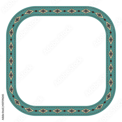 Ethnic decorative frame. Square border with Mexican textile pattern.