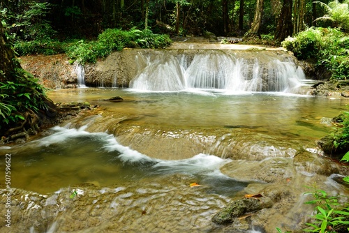 Fototapeta Naklejka Na Ścianę i Meble -  SaNangManora Waterfall in the southern forest of PhangNga province, Thailand. 