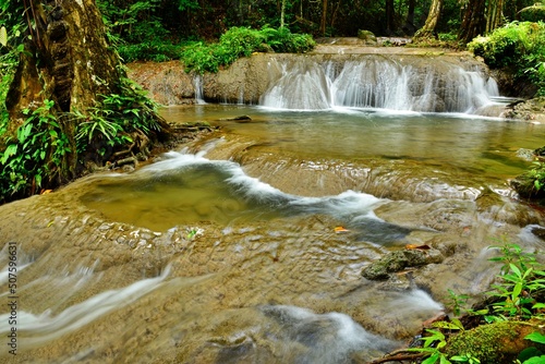 SaNangManora Waterfall in the southern forest of PhangNga province  Thailand. 