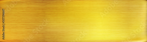 Brushed or polished gold metal texture background. Rectangle Realistic golden jewel backdrop. Vector