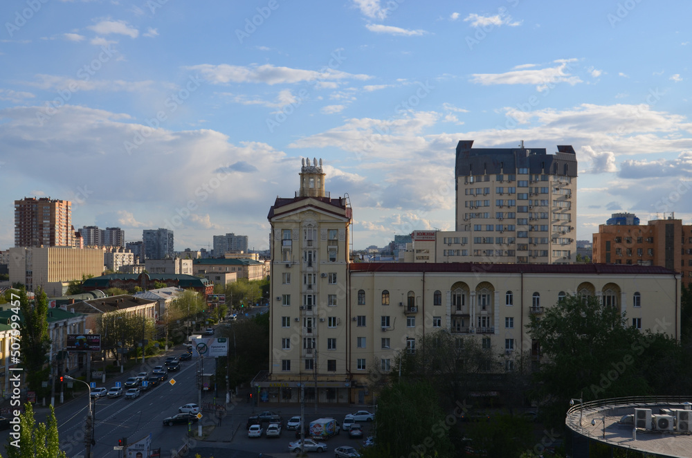 The urban landscape of Volgograd. View from the balcony