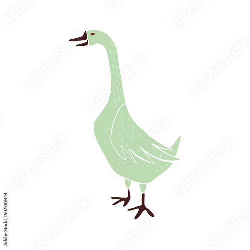 Stylized goose isolated on white. Hand drawn vector illustration.