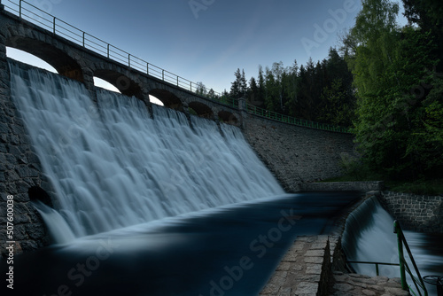 Karpacz dam on the Lomnica River. Karkonosze, Poland.
