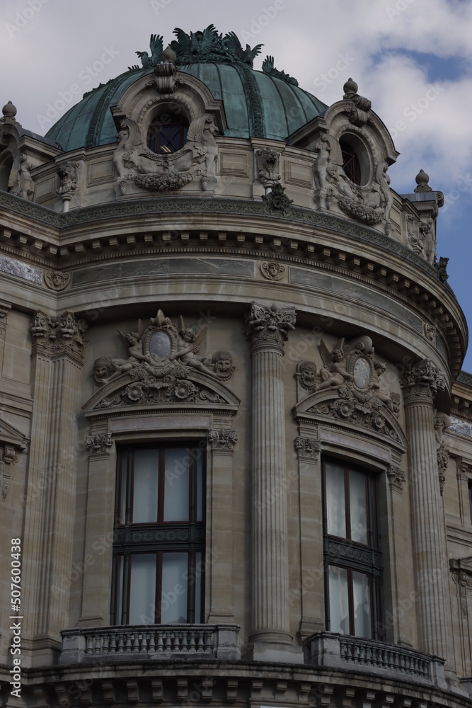 Detail of the facade of Garnier Palace in Paris