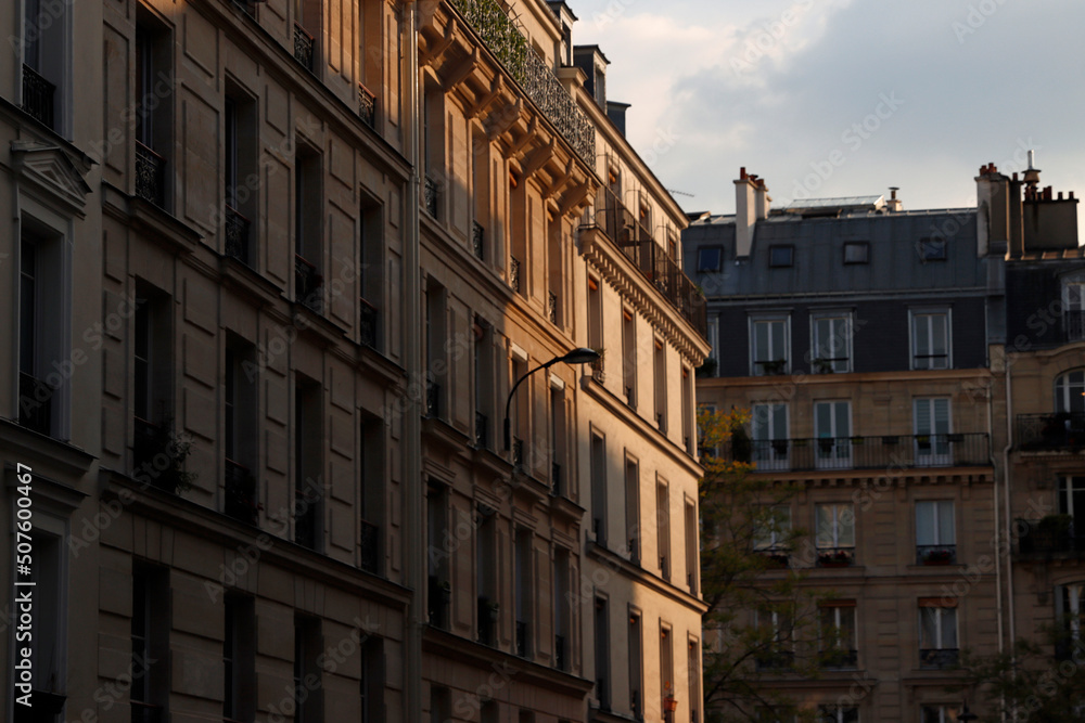 Facade of a classic apartment building in Paris