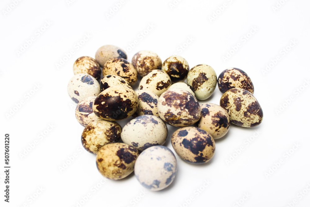 Quail eggs on a White Background