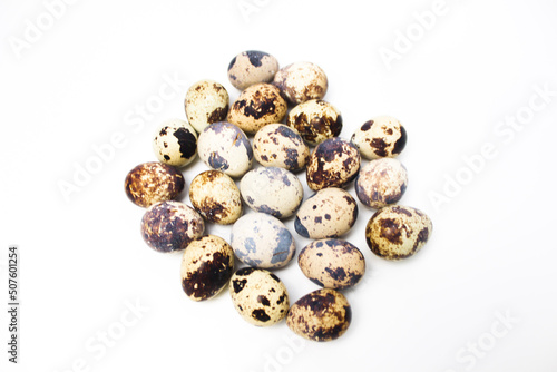 Quail eggs on a White Background