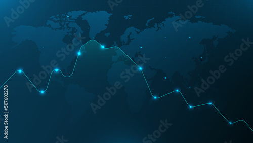 Business technology Stock market rates going down in a graphic design vector illustration.