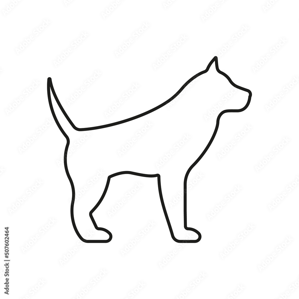 Purebred Doggy Retriever Standing Flat Symbol. Dog Puppy Domestic Happy Black Line Icon. Big Dog Logo. Mammal Labrador Animal Pet Cute Shape Outline Pictogram. Isolated Vector Illustration