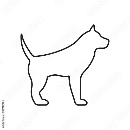 Purebred Doggy Retriever Standing Flat Symbol. Dog Puppy Domestic Happy Black Line Icon. Big Dog Logo. Mammal Labrador Animal Pet Cute Shape Outline Pictogram. Isolated Vector Illustration