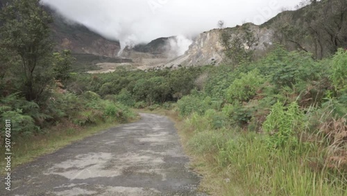 Mount Papandayan Volcano in Garut West Java Indonesia - Active Crater, Lava, Ash, and Fragmental Volcanic Rock Debris photo