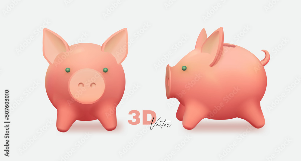3D colorful piggy bank isolated on white. 3D colorful piggy bank isolated on white.