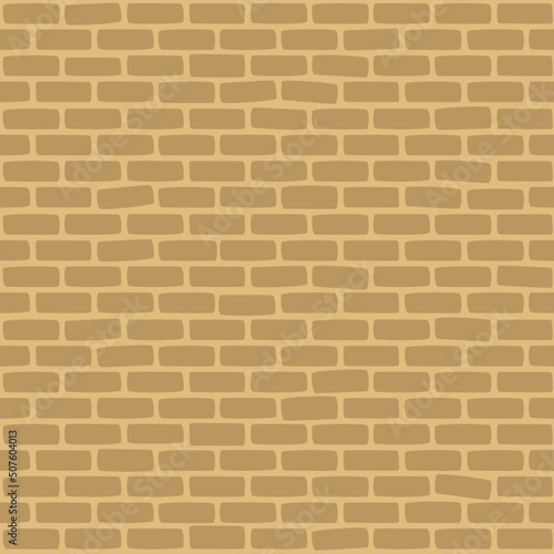 Light Brown Castle Wall Seamless Cartoon Texture. Sand Brick Wall Modern Flat Design Building Blocks texture used for game, web design, textile, paper.