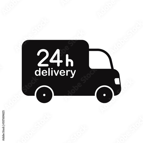 A simple shipping fast delivery truck silhouette. Flat icon vector illustration for UI graphic design.