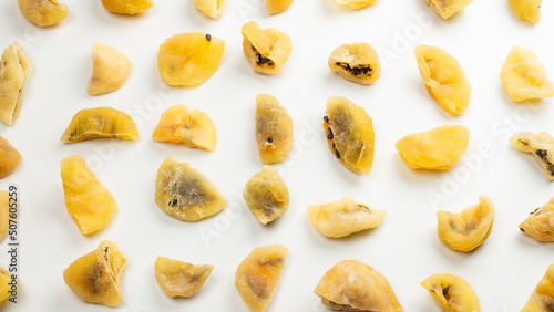 Dried passion fruit isolated on a white background.