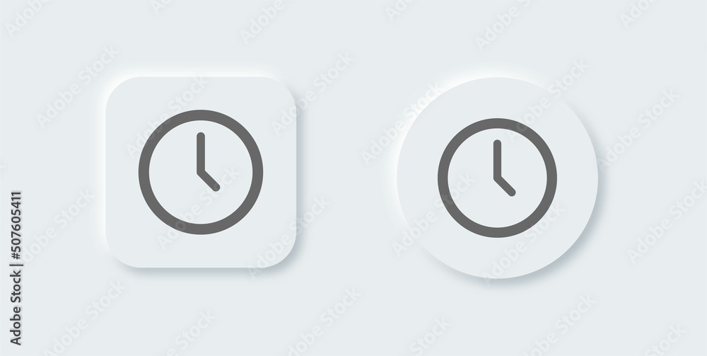 Clock icon set in neomorphic design style. Watch icon collection design. Clock icon set in neomorphic design style. Watch icon collection design.
