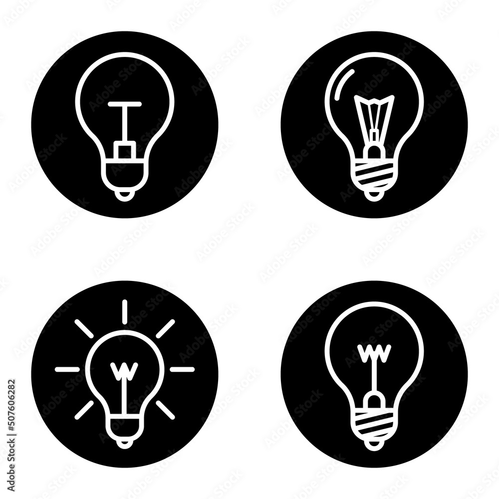 Bulb1-2cg+ Flat Icon Set Isolated On White Background Bulb1-2cg+ Flat Icon Set Isolated On White Background
