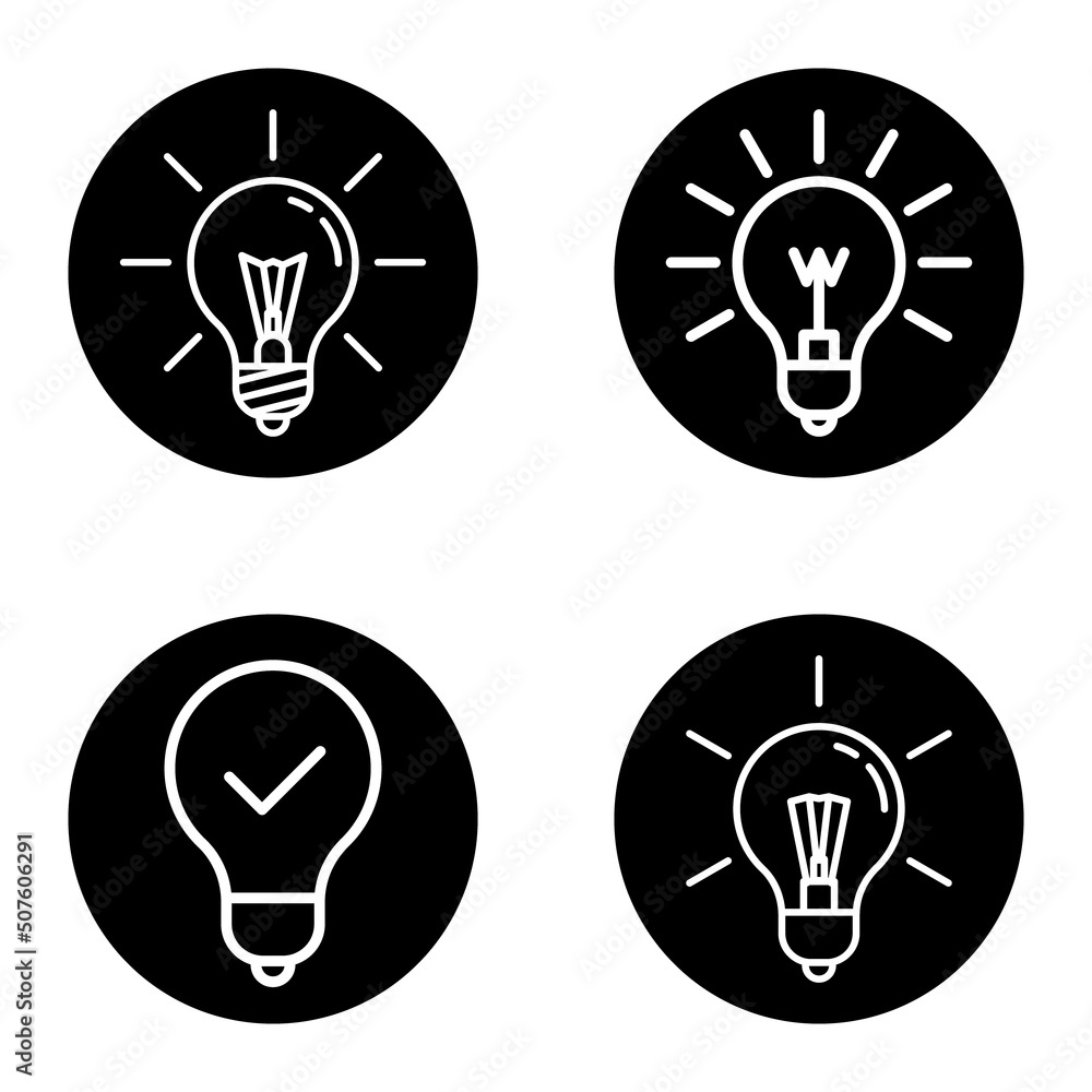 Bulb1-2cg+ Flat Icon Set Isolated On White Background Bulb1-2cg+ Flat Icon Set Isolated On White Background