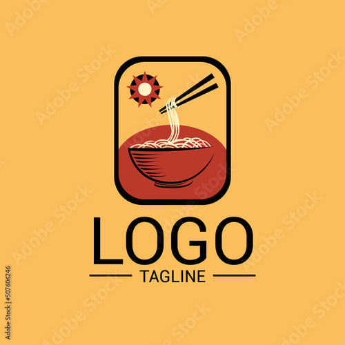 Traditional ramen noodle logo, for noodle product, delivery, fast food, chinese and japanese food.