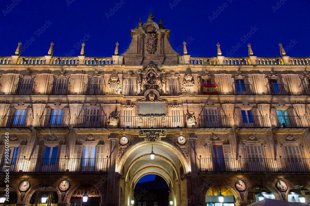 The Royal Pavillion in the Plaza Major in the city of Salamanca in the Castilla-y-Leon region of central Spain.