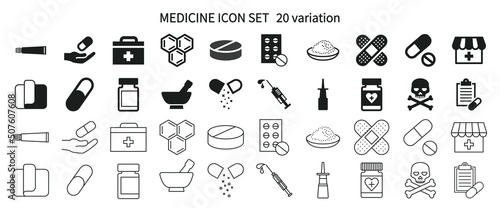 Icon set related to medicine