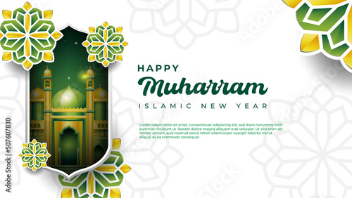 Islamic banner design happy muharram blessing