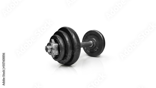 Metal dumbbells. Front view isolated on white background. Gym, fitness and sports equipment symbol.