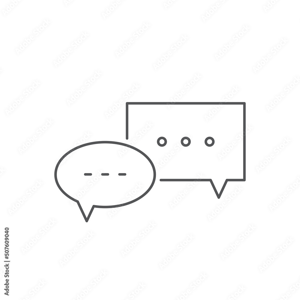 Vector isolated line icon, communication concept, bubble speech sign. Vector isolated line icon, communication concept, bubble speech sign.