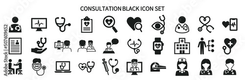 Icon set related to medical examinations