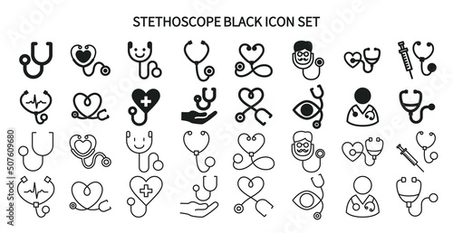 Icon set related to medical examinations