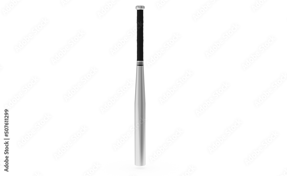 silver metal baseball bat without shadow 3d render silver metal baseball bat without shadow 3d render
