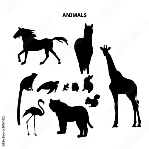 Animal silhouettes set