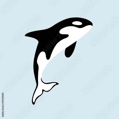 Cartoon killer whale. Сute animal character. Vector illustration.