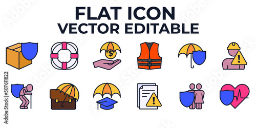 insurance set icon symbol template for graphic and web design collection logo vector illustration