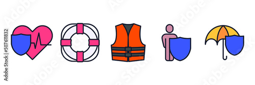 insurance set icon symbol template for graphic and web design collection logo vector illustration