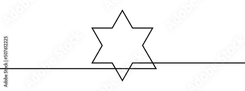 Continuous line drawing of star of David. Star of David line icon. One line drawing background. Vector illustration. Star of David continuous line icon