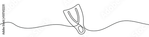 Continuous line drawing of flippers. Flippers one line icon. One line drawing background. Vector illustration. Flippers black icon