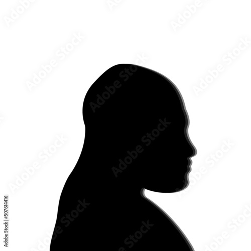 Silhouette of a human face. Profile of a man. Isolated on white background.