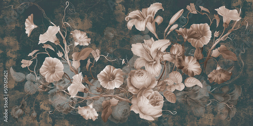 Fototapeta samoprzylepna jasne kwiaty na ciemnym strukturalnym tle