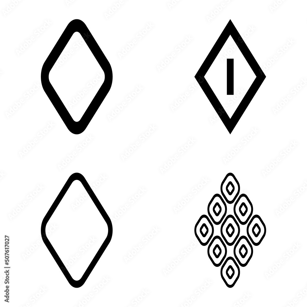 Rhombus Flat Icon Set Isolated On White Background Rhombus Flat Icon Set Isolated On White Background