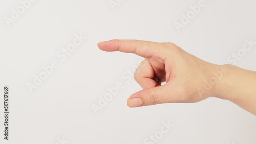Ti key music hand sign on white background.