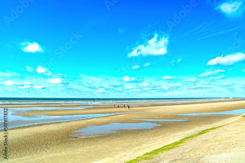 Beach landscape at De Panne  North Sea  in Belgium