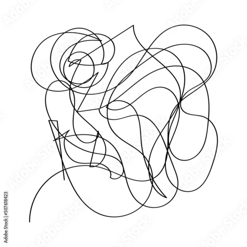 The concept of poor mental health, anxiety and stress. The flow of thoughts, emotions, consciousness. Vector illustration for coaching, psychoanalysis, therapy. Line drawn in doodle style